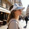Sun Hat Reflective Mirror Design Summer Anti-UV Hat with Tassels Hiking Traveling Parties Lightweight Breathable