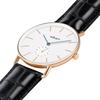 Quartz Watch with Swiss Sapphire White Black Leather Slim Water Minimalist Perfect for Business 41mm A.b.art Men's Movement, Crystal, Dial, Strap,