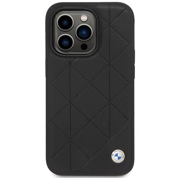 Case for iPhone 14 Pro BMW Leather Quilted Black