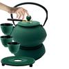 CAST IRON TEA POT GREEN 900ml WITH WARMER AND CUPS GIFT SET