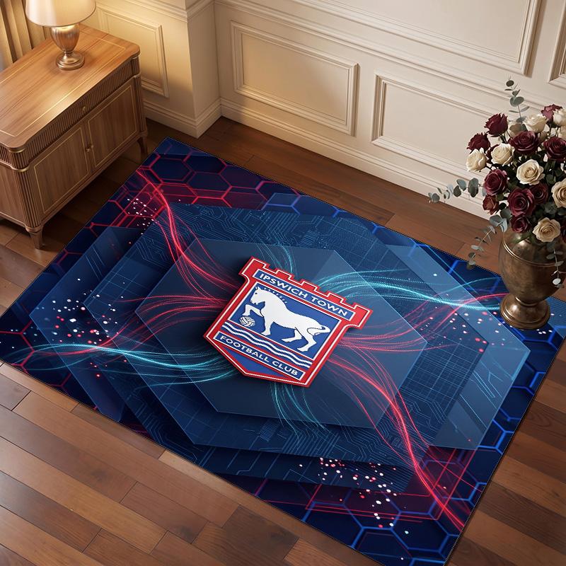 Tappeto in Velluto di Cristallo con Stampa Calcio Ipswich Town, Tappeto da Pavimento Interno Comodo Assorbente d'Acqua Antiscivolo