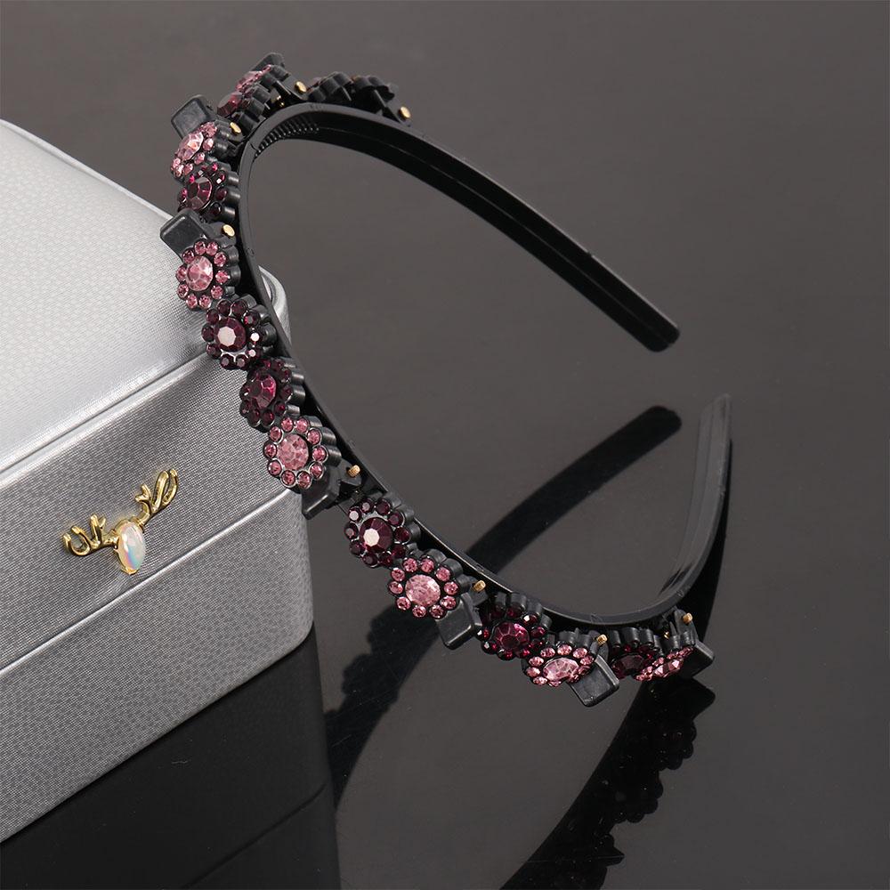 Rutschfester Koreanischer Stil Strassstein Blume Haarbruch-Artefakt Schwarze Geflochtene Haarspange Styling-Werkzeug Zähnchen-Clip Geflochtener Kopfreif