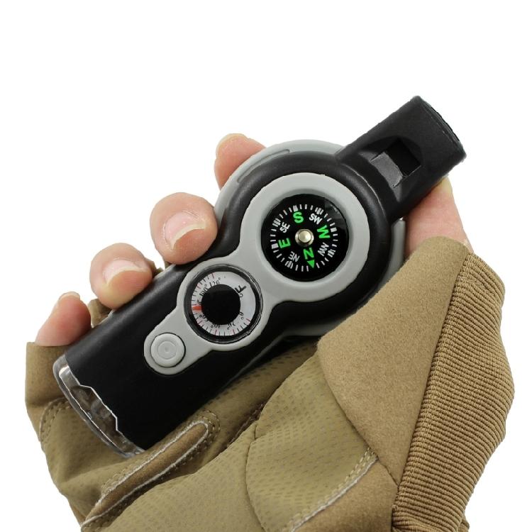 7 in 1 LED Light Whistle Thermometer Compasses Outdoor Survival Emergencies Tool