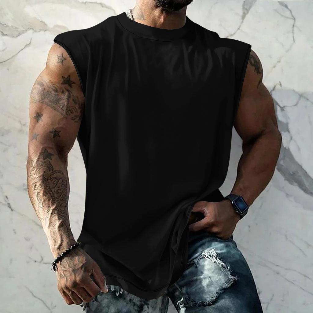 Men Sleeveless Tank Top Muscle Shirt Loose Fit Basic Solid Color Casual Summer Workout Vest for Daily Use