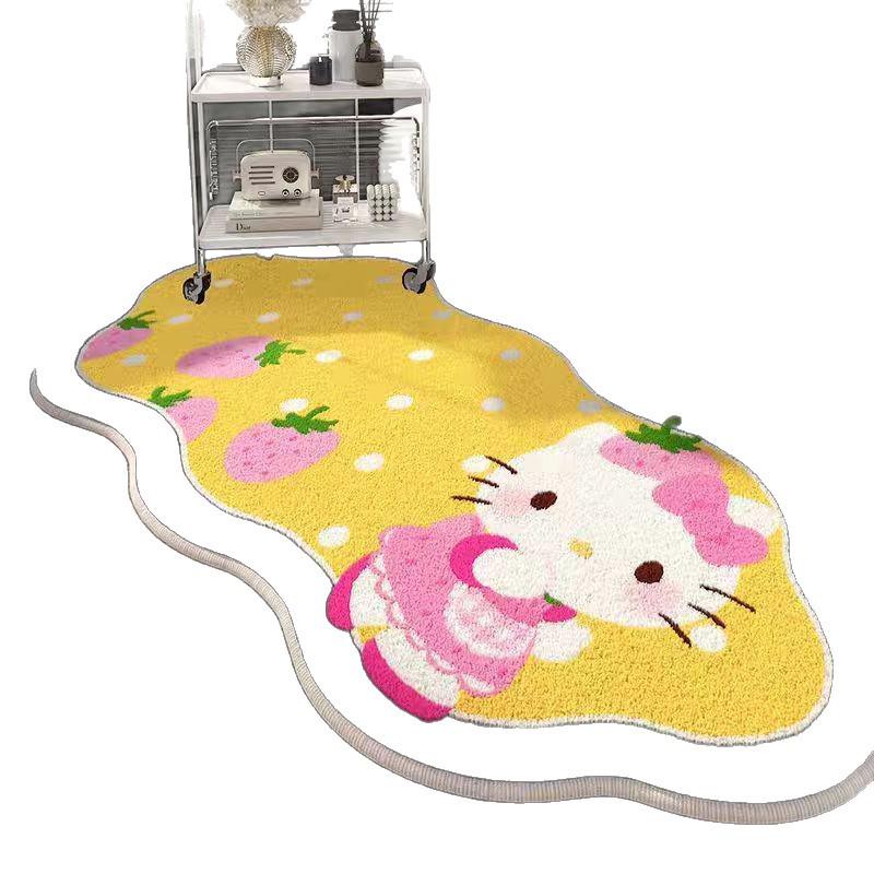 Roztomilý kočičí koberec z umělého kašmíru - Útulná dekorativní podložka do ložnice nebo na balkon
