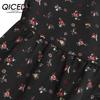 QICED Women's Ruffled Mini Floral Maxi Dress Long Sleeve V-Neck Casual Dresses