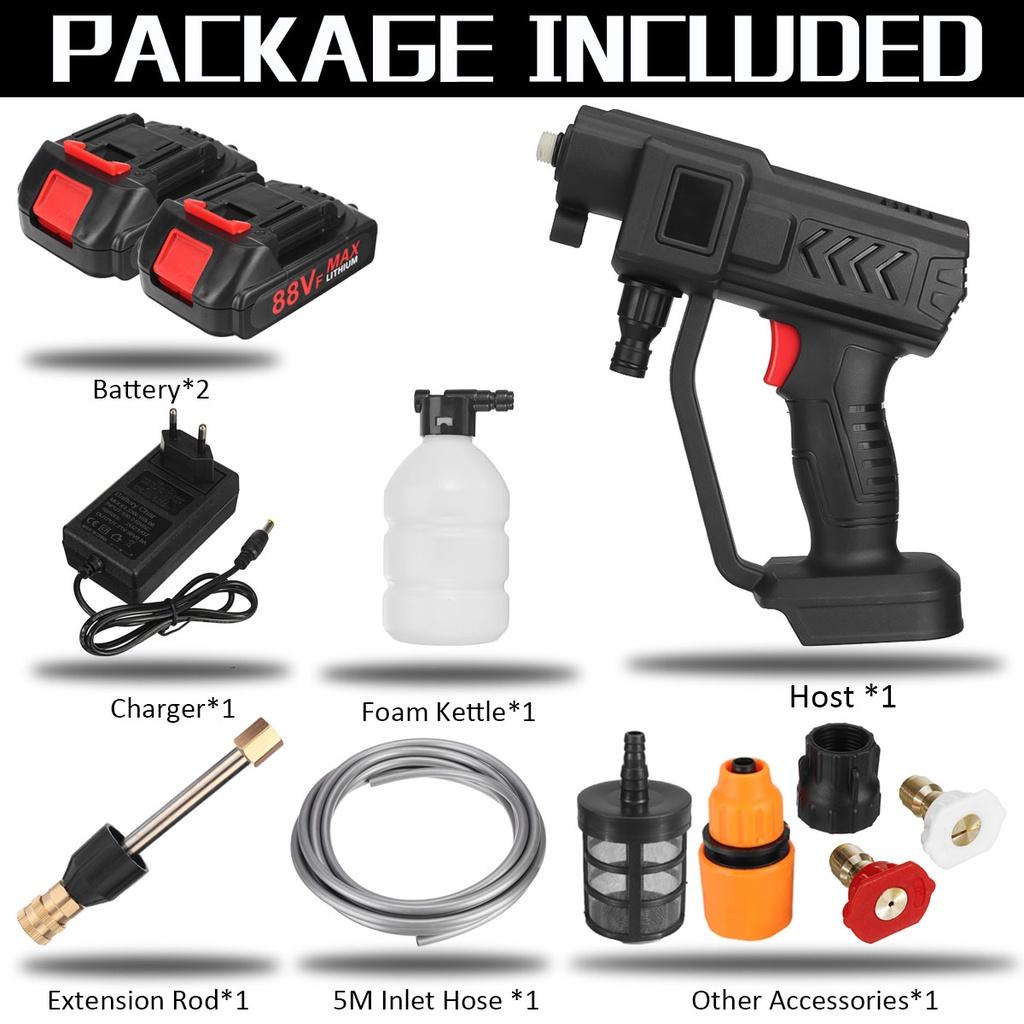 NEW 1500W 88V Cordless High Pressure Car Washer Rechargeable Car Wash Gun Electric Water Gun Foam Machine for Makita 18V Battery