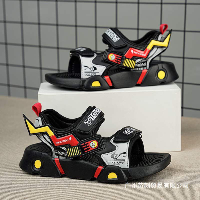 Children's sandals open-toed beach shoes cartoon children's Pikachu sandals soft sole non-slip wholesale one piece