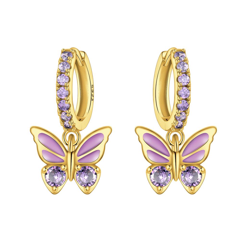 Orstarry 925 Sterling Silver 18k Golden Butterfly Insect Drop Earrings Women Earrings Birthday Party Jewelry Fine Original Gifts