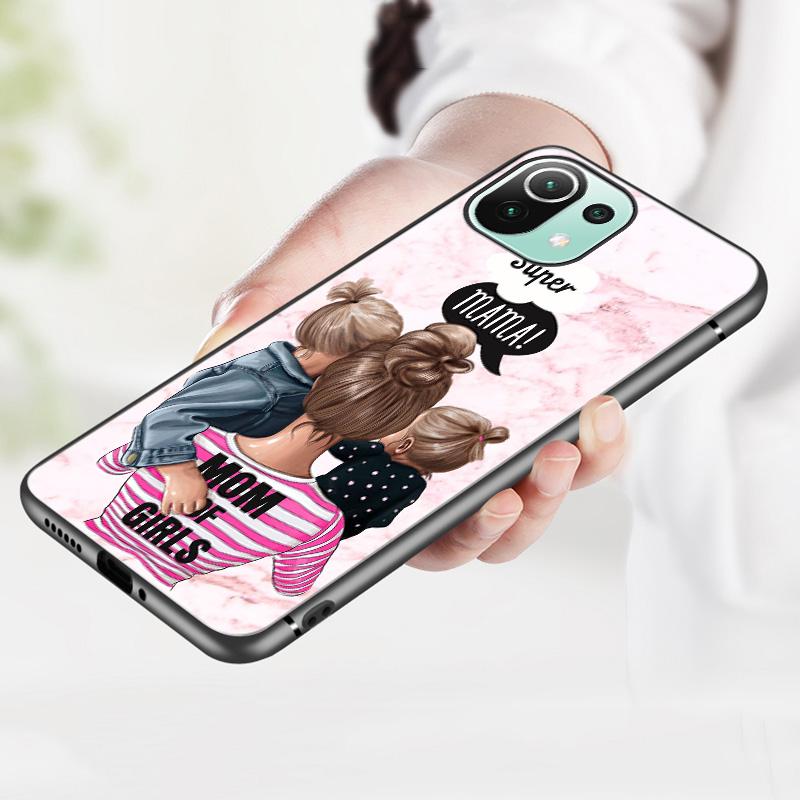 Baby Mom Girl Boy mramorové pouzdro pro Xiaomi Mi 11 Lite NE 11i 10T 11T Pro A2 A3 Lite POCO F3 M3 M4 C31 X3 Pro NFC GT černý kryt