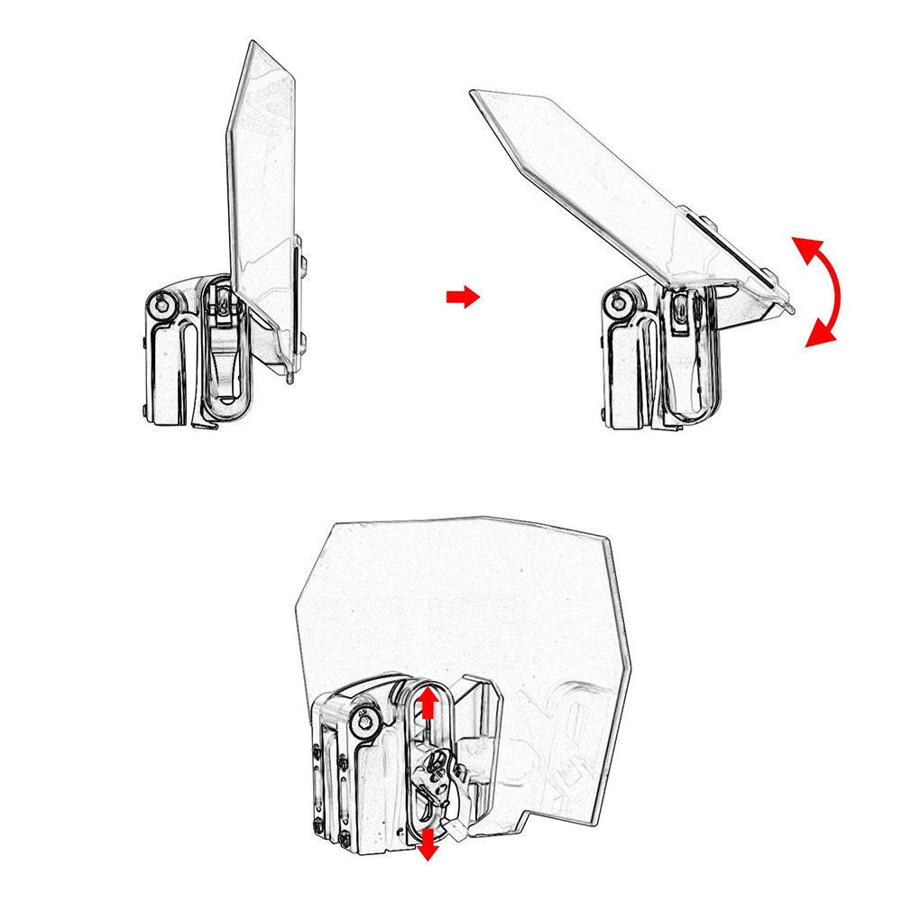 AQIMY Universal Motorcycle Wind Deflector, Adjustable, Acrylic, Compatible with Honda/Yamaha/Suzuki/Harley-Davidson and Others, Airflow Adjustment, Wi