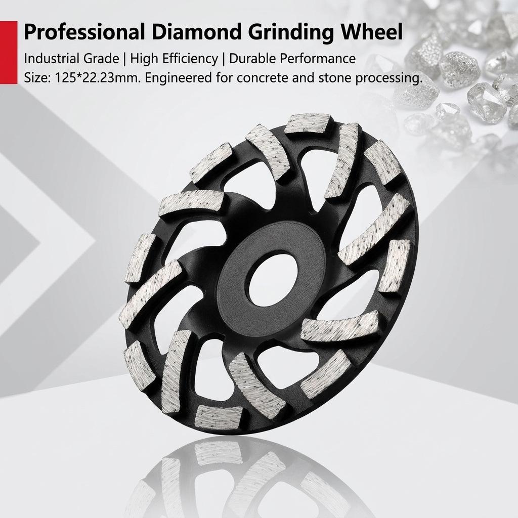 125mm L-Type Marble Stone & Concrete Grinding Wheel with 8 Slanted & 8 Horizontal Segments - Epoxy Floor Disc.