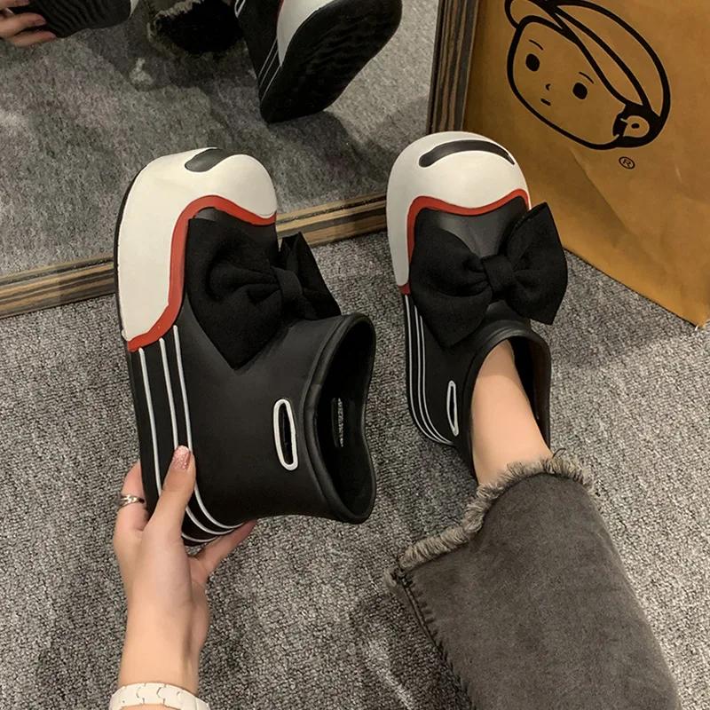 New Women's Bowknot Rain Boots EVA Ultra-light Adult Waterproof Outdoor Non-slip Rain Boots Thick-soled Round-toed Rain Boots