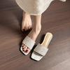 Aphixta Elegant Women Indoor Slipper Square Toe Flat Sandals Embrodier Upper Women Classic Fashion Footwear Sandalias De Mujer