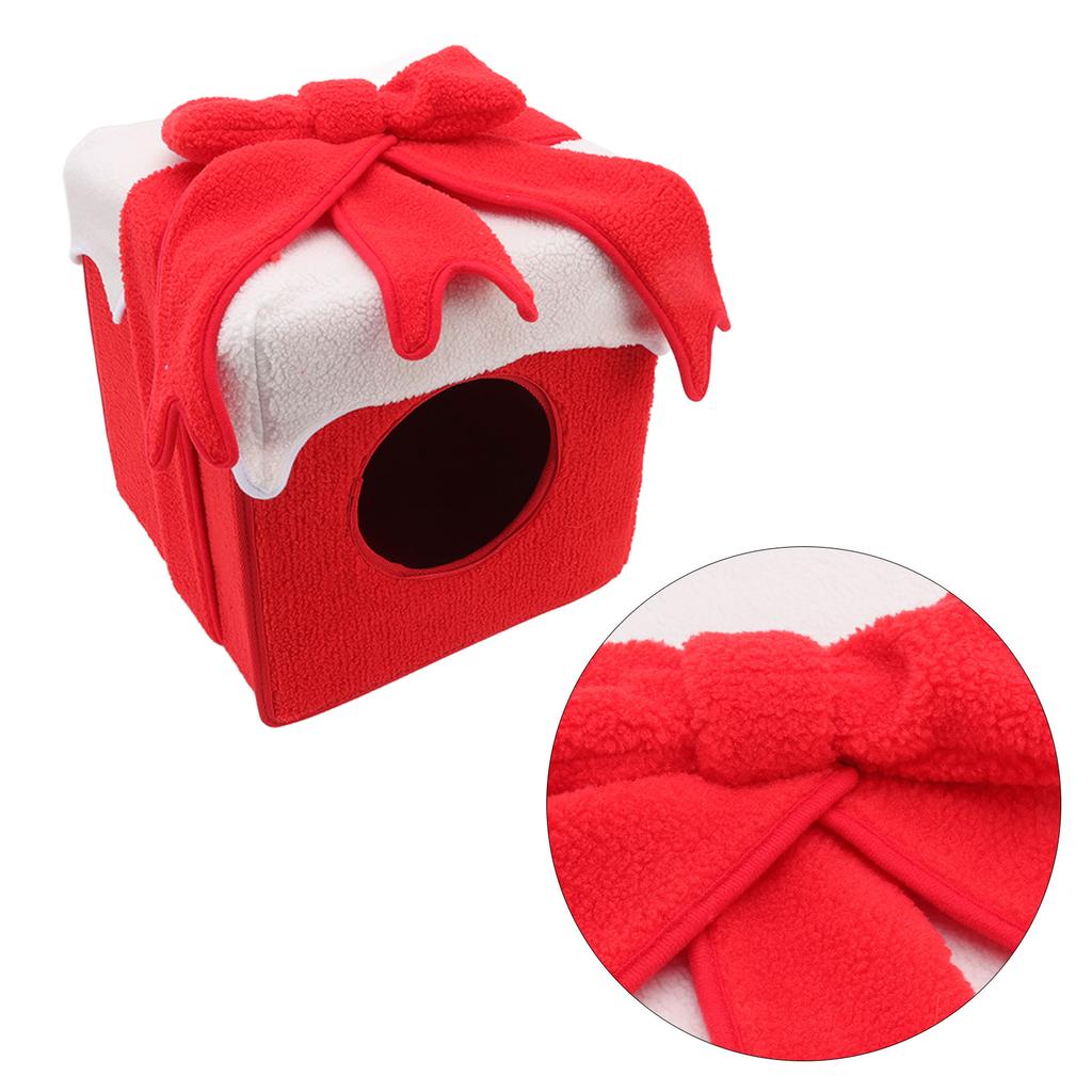 Christmas Cat Bed Christmas Box Style Soft Comfortable Lint Vivid Colors Christmas Cat Tent for Cat