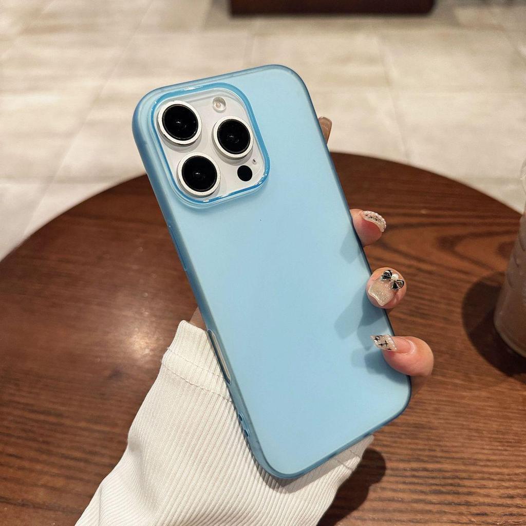 Solid Color Semi-Transparent Drop-Proof TPU Phone Case for iPhone 17 Pro Max and 16 Pro, Large Hole, Soft Design