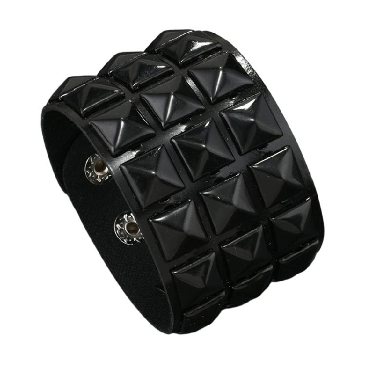 

Square Stud Punk Style Adjustable Leather Bracelet Soft Material for Comfortable Wear in Various Occasions