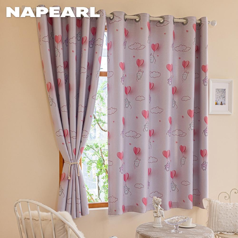 1PC NAPEARL 70-80% Blackout Cartoon Printed Girls' Room Pink Short Curtains for Bedroom Living Room Home Decor