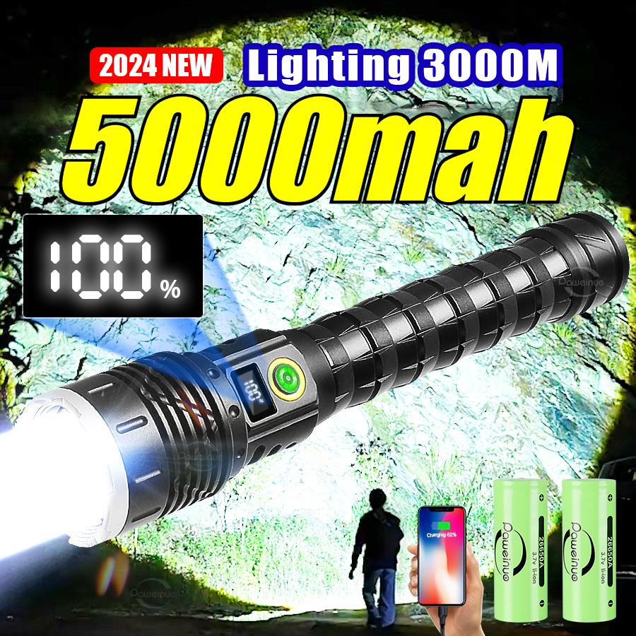 Most Powerful High Power Led Flashlight 5000mah Rechargeable Led Flashlight Zoom Outdoor Tactical Lantern Hunting Torch