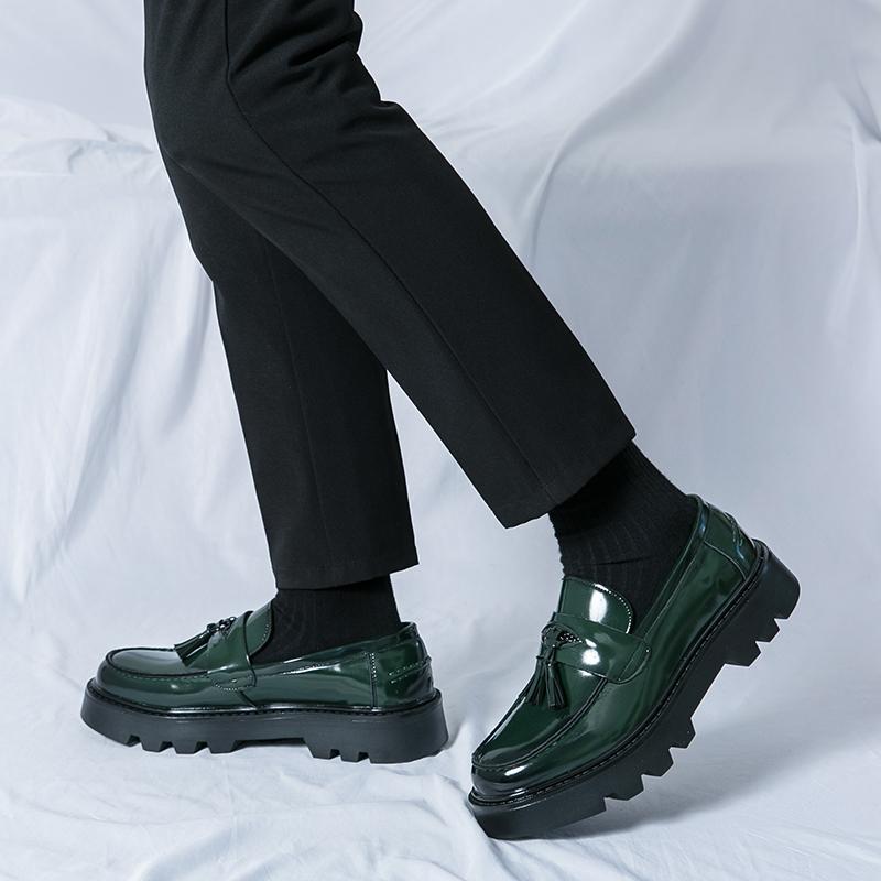 Fashion Patent Leather Men Casual Shoes All-match Men Wedding Dress Shoes Fashion Mens Thick Bottom Loafers Male Comfortable Office Shoe