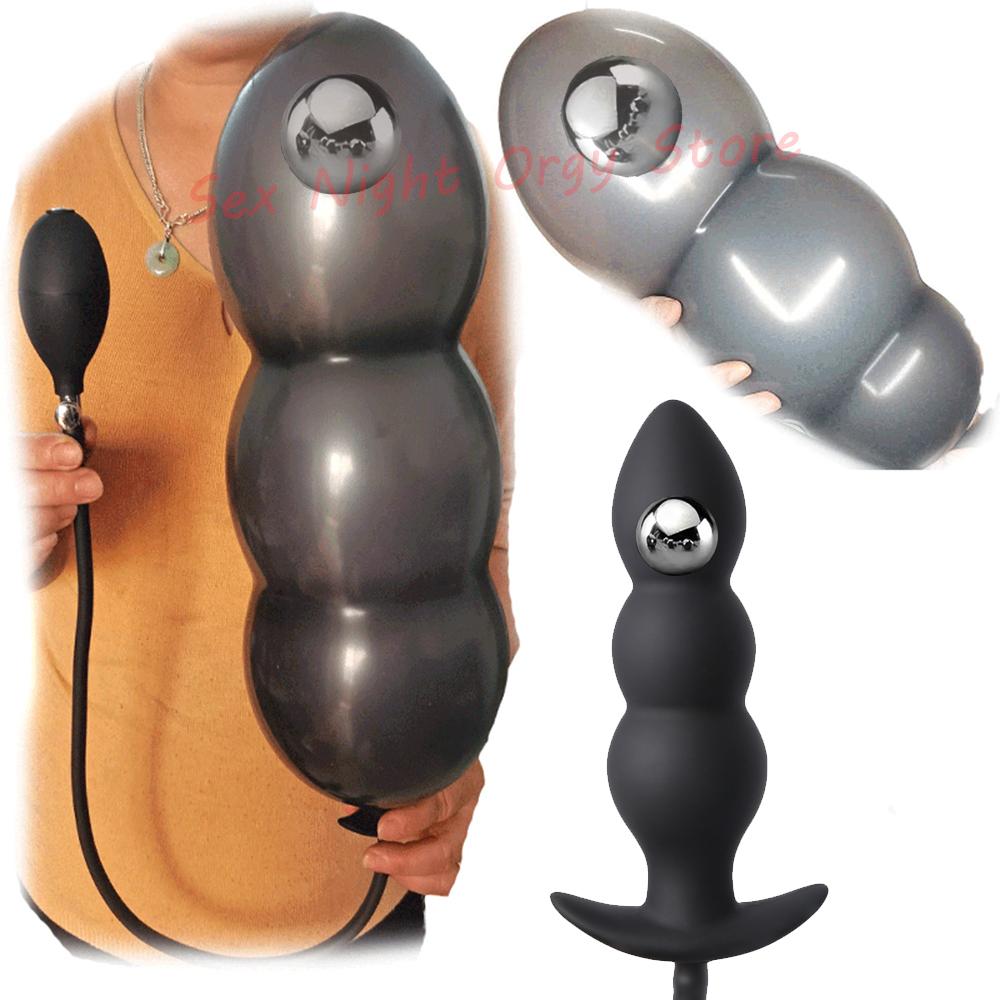 Anal Sex Toys Women Inflatable Anal Plug Gay Dildo Pump Huge Anus Butt Dilator Expandable Prostate Massager with Metal Ball