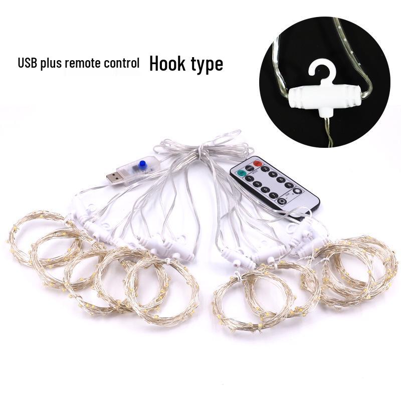 3x3m LED Copper Wire Curtain Lights with Remote - Christmas Garland & Decorative Holiday Lights