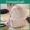 And Light Spacious Striped Nylon Backpack With Padded Straps For School Girls