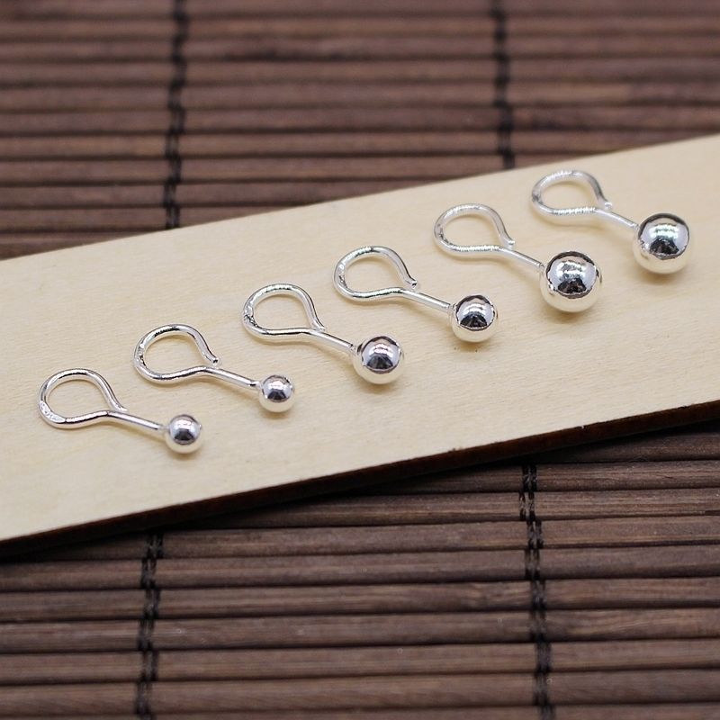 

Glossy round Ball Anti-Lost Hook Silver Stud Earrings for Men and Women 2mm silver pea hook five pairs