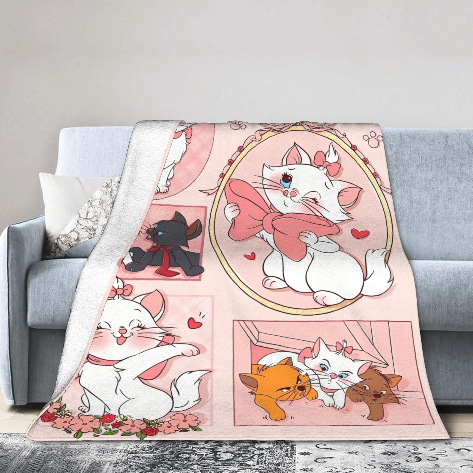 

Kawaii Marie Cat Blankets Cute Kitten Anime Flannel Awesome Warm Throw Blanket for Home Spring Autumn 75x90cm