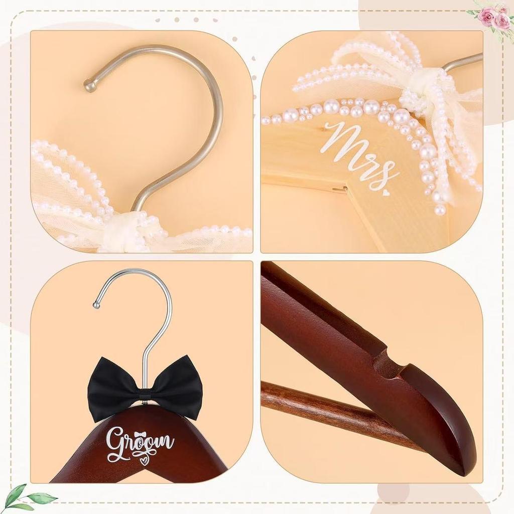 Wedding Pearl Bow Bride & Groom Hanger