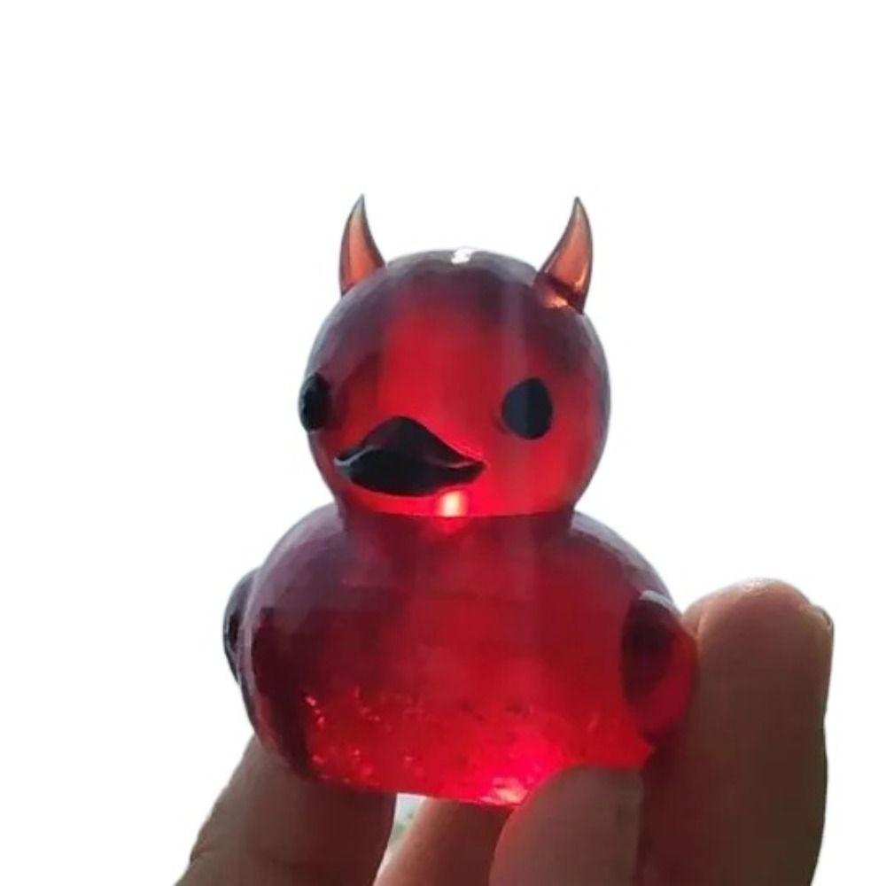 Devil Elements Cute Duck Figurines Mysterious Goth Duck Statue Lil' Devil Ducky  Indoor Sculpture