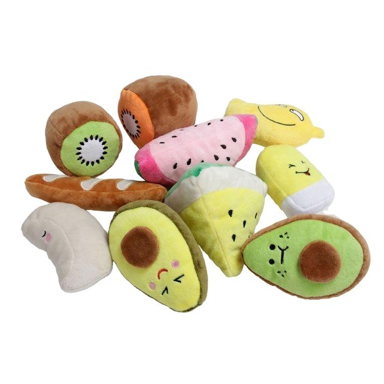 Custom Eco-Friendly Cartoon Dog Chew Toys Mini Various Fruits Pet Plush Squeak Toys for Chewer