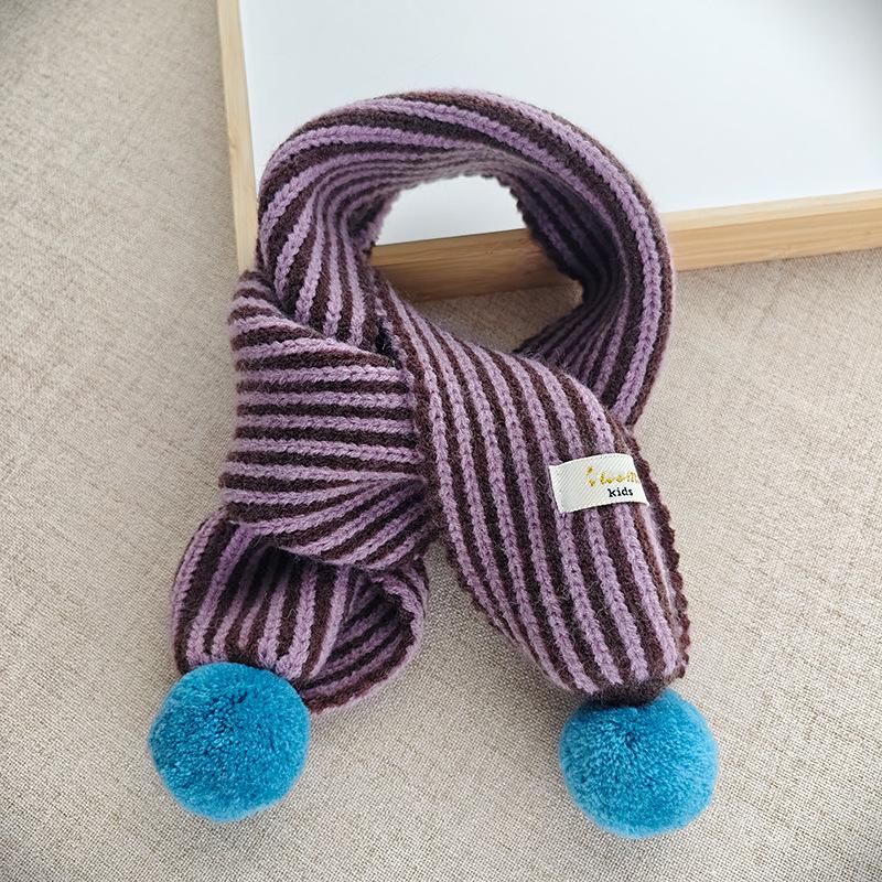 Kids  Korean Style 2025 Striped Knit Scarf: Cozy, Warm, and Stylish Neck Warmer 95*12 cm