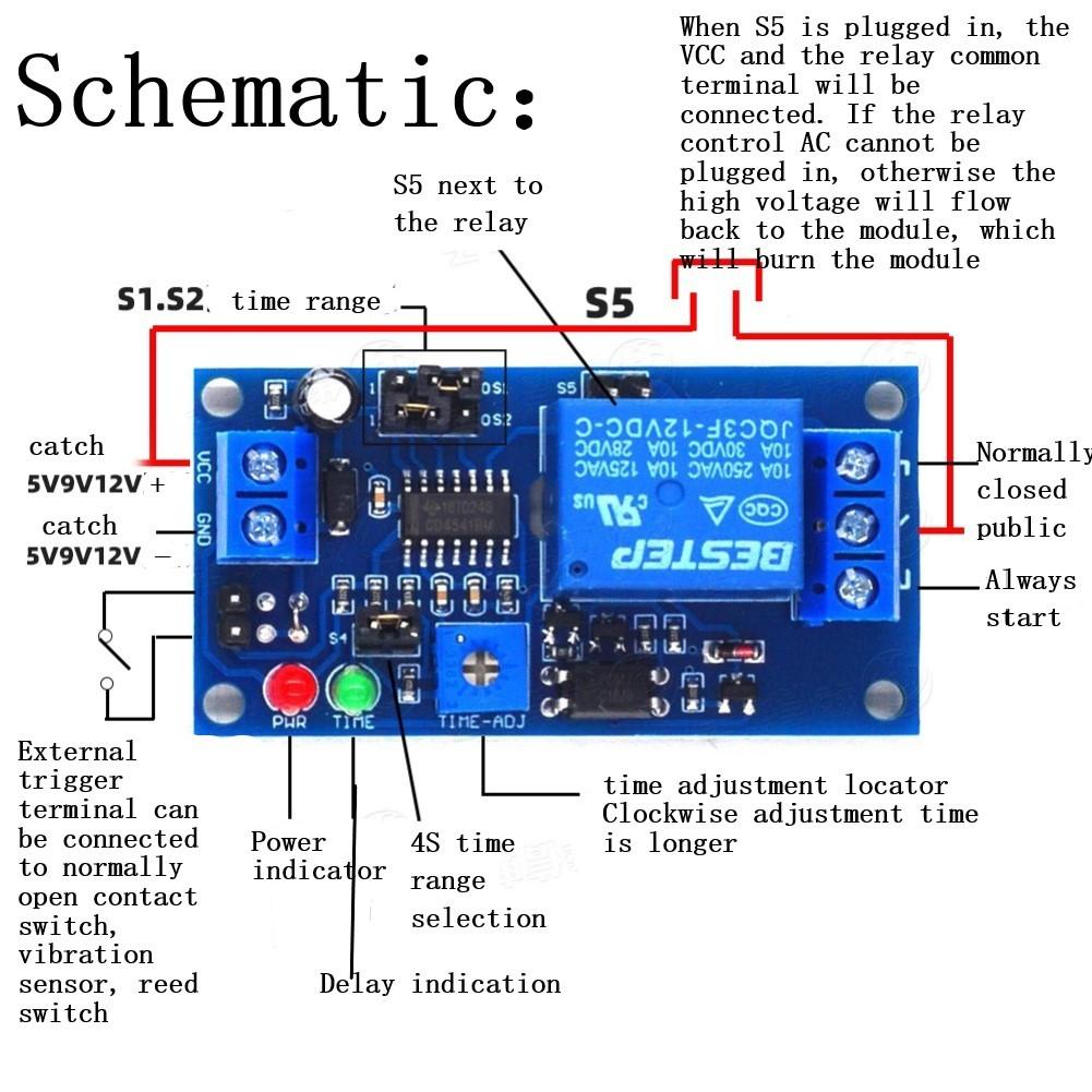 12V DC Releu temporizator reglabil întârziere, întârziere Opriți modulul comutator