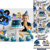 Space Theme Birthday Cake Topper With Rocket Flags For Party Decor