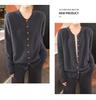 2024 Women's Loose V-Neck Pure Wool Knit Cardigan - Autumn/Winter Plus Size French Style Outerwear