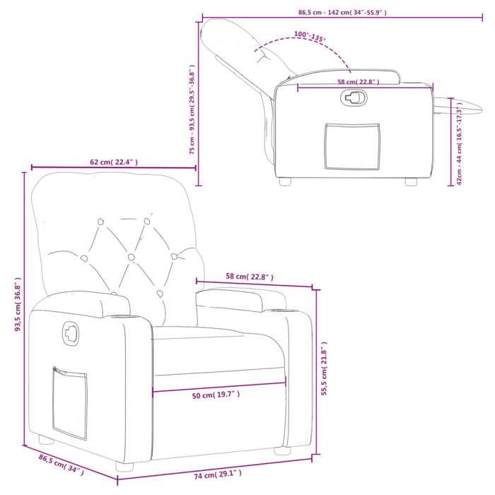 VidaXL Recliner, Relaxation Chair with Cup Holders, Seat with Backrest and Armrests Living Room, 372487