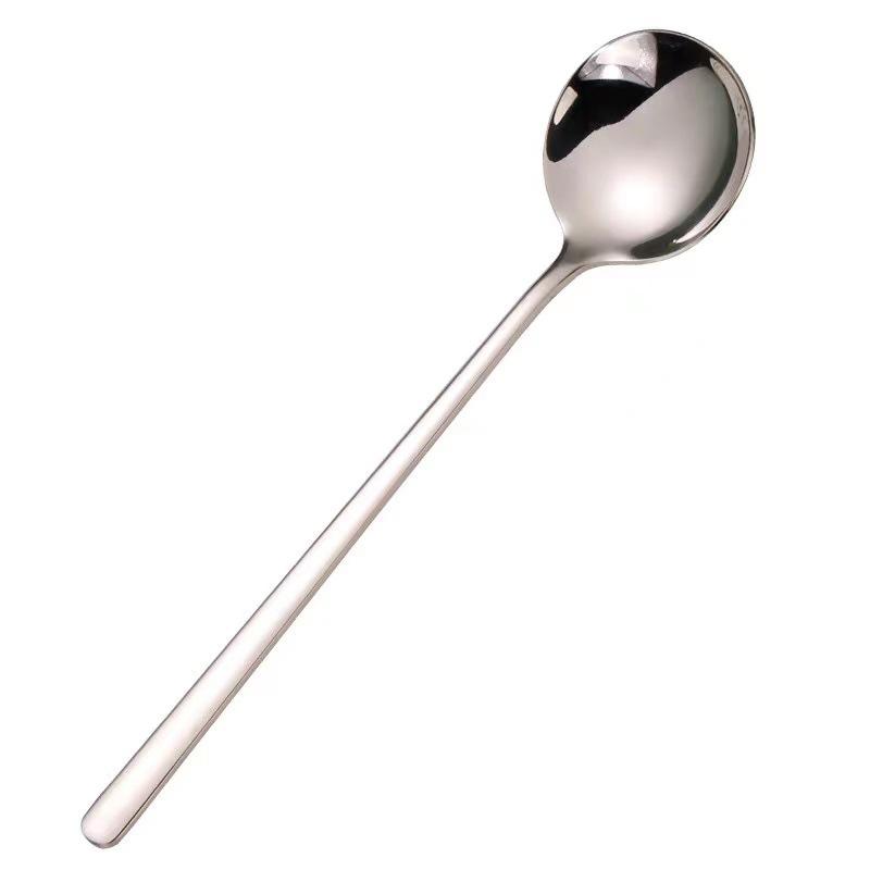 304 Stainless Steel Flat-Bottomed Spoon For Home Soup Chinese Western Food Adult Spoon Round-Bottomed Palace Spoon