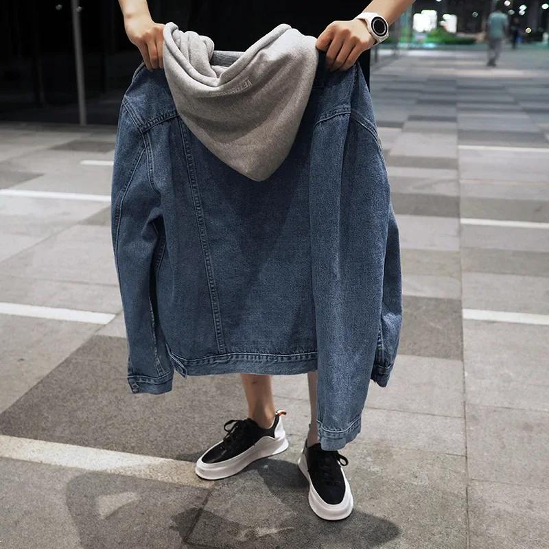 2026 Chaqueta Vaquera con Capucha para Hombre Ajuste Delgado Casual Streetwear Chaquetas Vaqueras Masculinas Abrigo de Moda Chaqueta de Primavera Abrigo Hombre