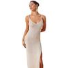 2026 summer new beach dress women's solid color suspender knee vacation bikini swimsuit with dress