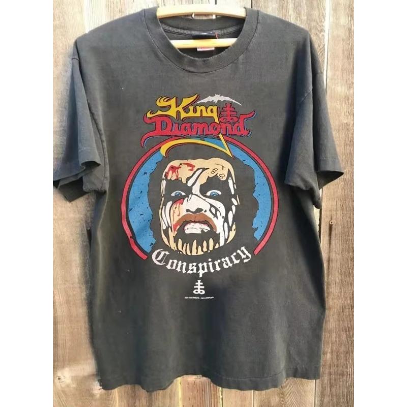 Carbon Cotton Shirt With Neutral Pattern Tshirt Harajuku King Diamond Conspiracy Tour Band