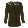 Women's Fashion Casual Solid Color Lace Stitching One-neck Lace Long-sleeved Sweater