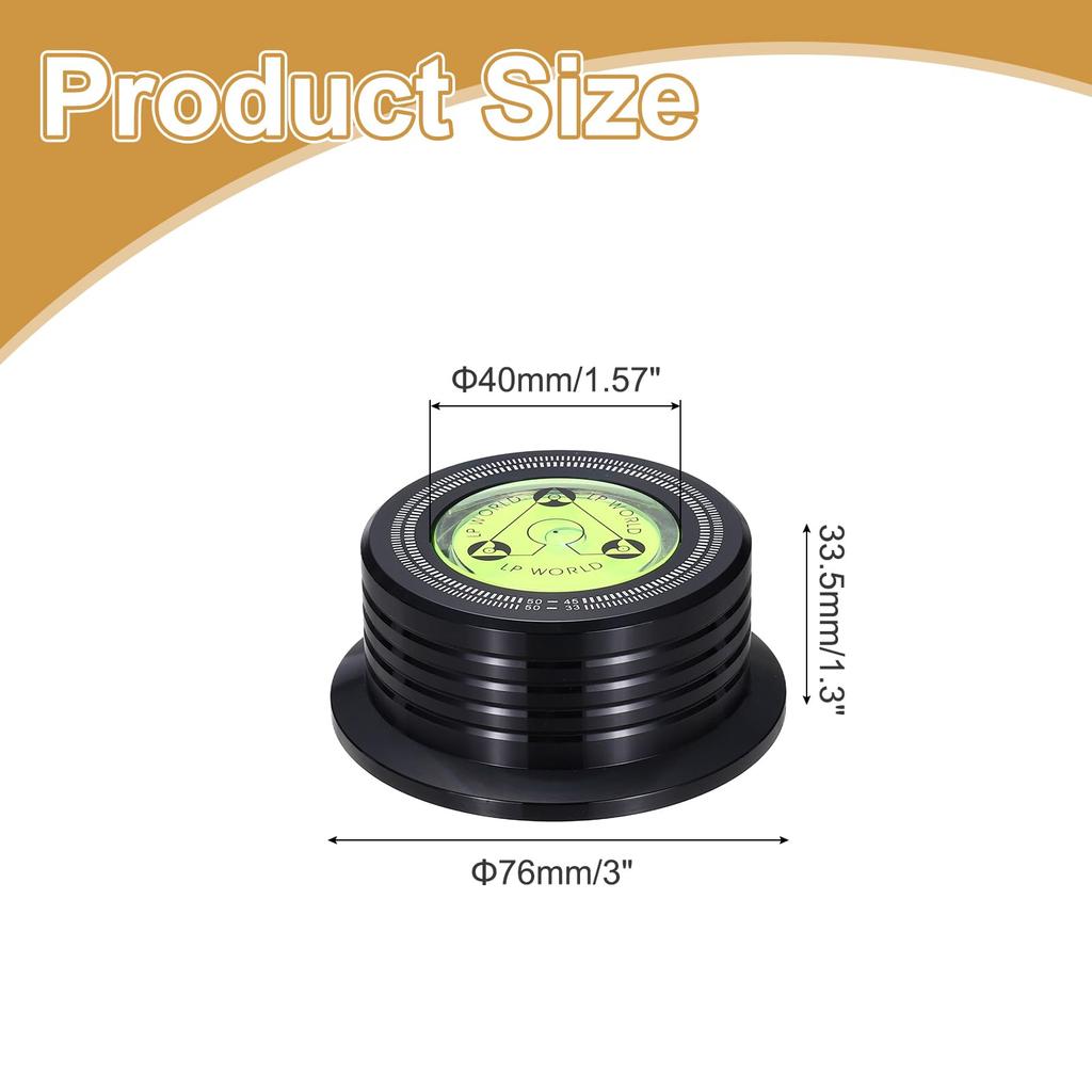 Uxcell 50Hz Record Weight Stabilizer 265g Aluminum Vinyl Clamp Weight Turntable Disc Stabilizer with Bubble Level Vibration Damper for LP Players