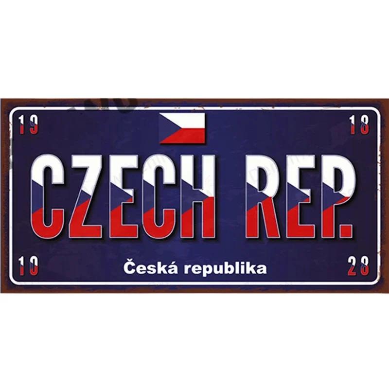 Country Metal Sign License Plate France Russia Tin Sign Car Garage Motorcycle Decoration Spain Poland London Number Plate N39