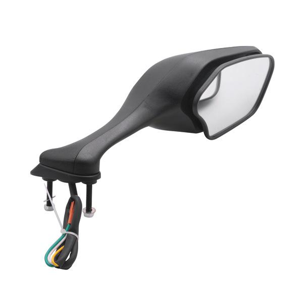 Black Aluminum Motorcycle Side Mirrors with Lights - 1 Pair, Suitable for Various Models