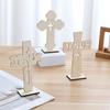 Träkors för mittdekorationer 6 st Träkors Hantverk Med Ihålig Design Rustika Dekorativa Skrivbordsdekorationer För Kyrkan