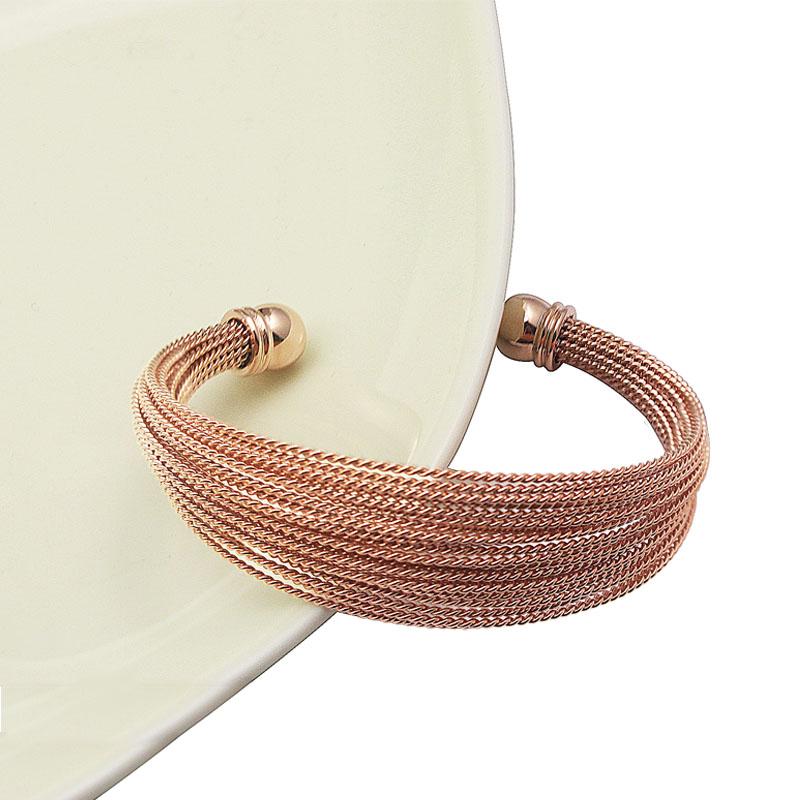 Golden Multilayer Wire Bangle Bracelet Set Open Stainless Steel Twisted Cable Cuff 1 Piece Fashion Accessory