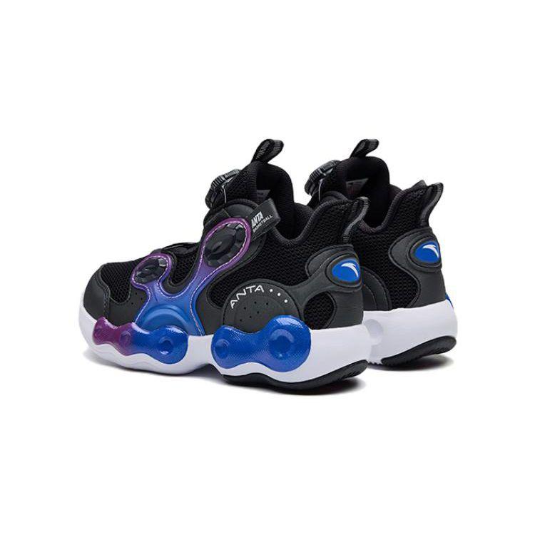 Anta Kids Irregular 1 Non-Slip Shock Absorbing Wear-Resistant Low-Top Basketball Shoes Kids basketball shoes Black Blue 312239953-3