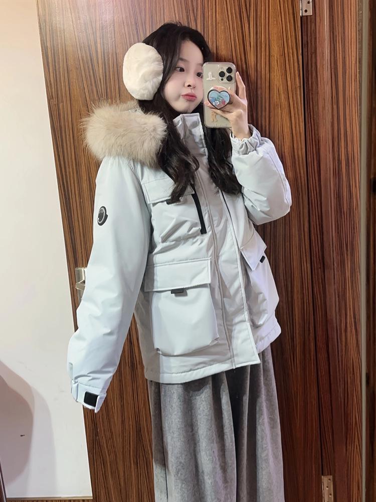 

Bestselling Unisex Mid-Length Workwear Parka with Warm Fur Collar and Thick White Duck Down M (120-140 jin)