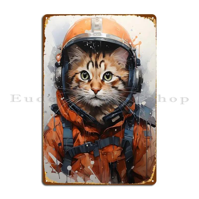 Jet Pilot Cat With Goggles Metal Plaque Poster Design Pub Wall Decor Garage Club Party Design  Tin Sign Poster